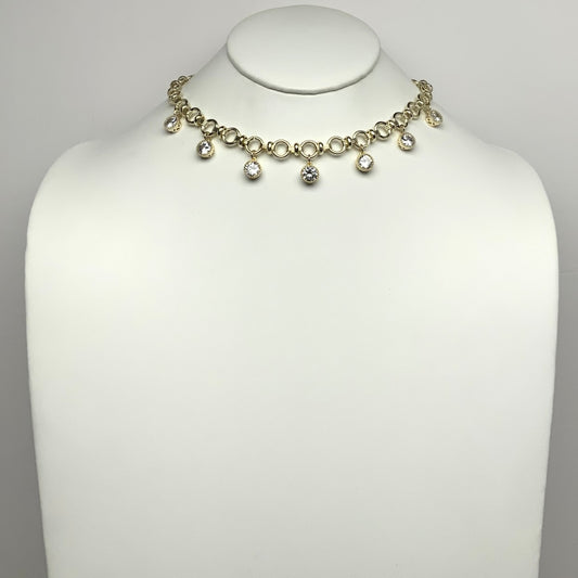 Designer Circle Link Cubic Zirconia Charms Necklace