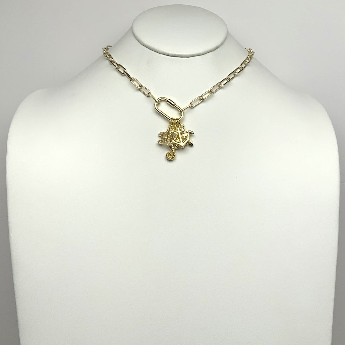 Designer Long Chain Nautical Charm Necklace