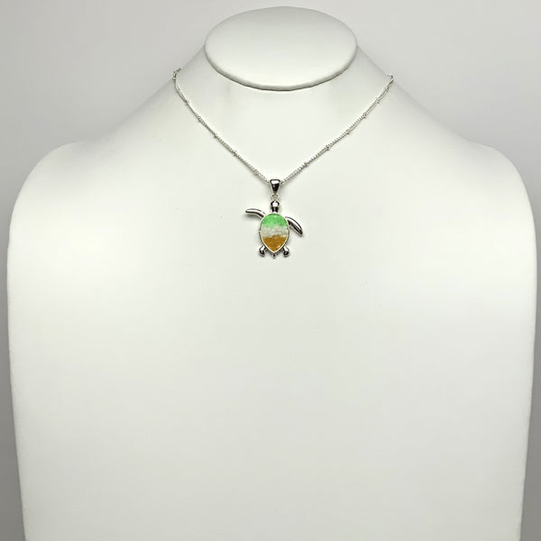 Rock Filled Turtle Pendant Necklace
