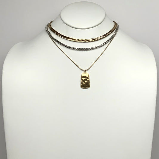 Layered Box Chain Pendant Necklace