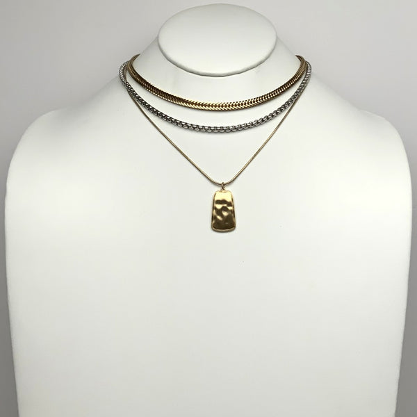 Layered Box Chain Pendant Necklace