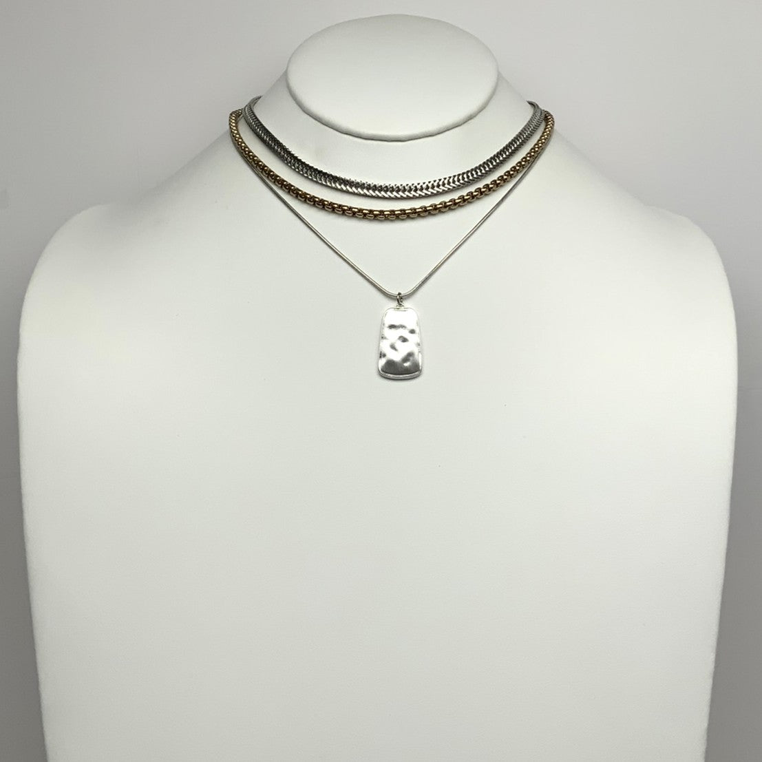 Layered Box Chain Pendant Necklace