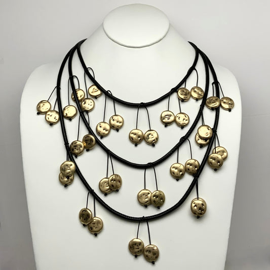 Layered Hammered Dangling Designed Necklace