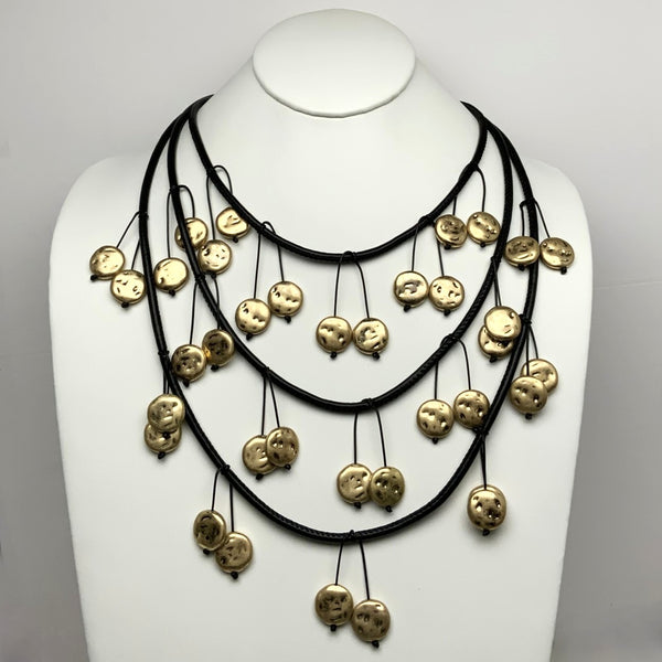 Layered Hammered Dangling Designed Necklace