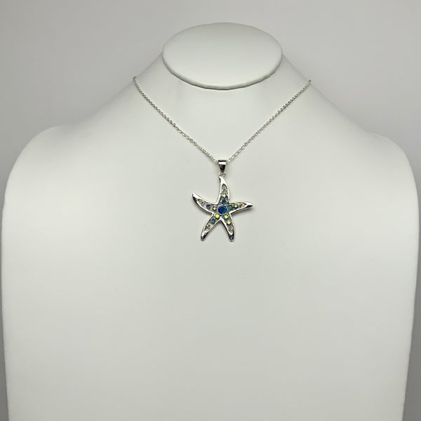 Rhinestone Starfish Pendant Necklace