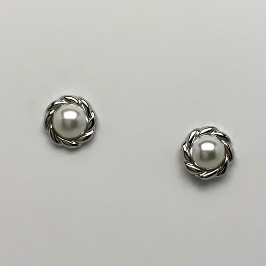 Intertwined Accented Pearl Clip On Earrings