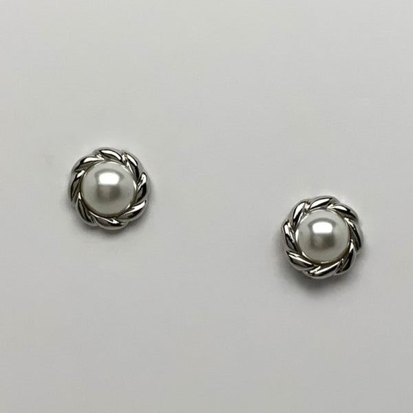Intertwined Accented Pearl Clip On Earrings