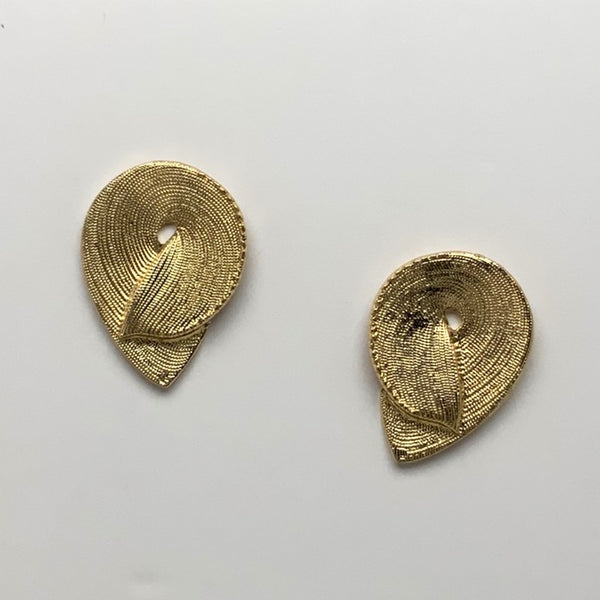 Reversed Teardrop Textured design Clip On Earrings