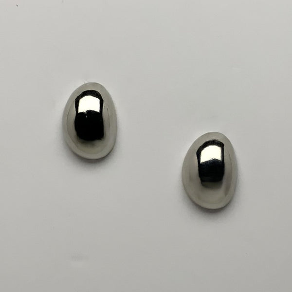 Chrome Oval Clip On Earrings
