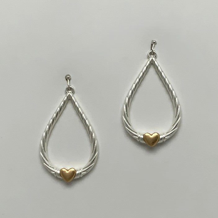 Twisted Design Teardrop Heart Earrings