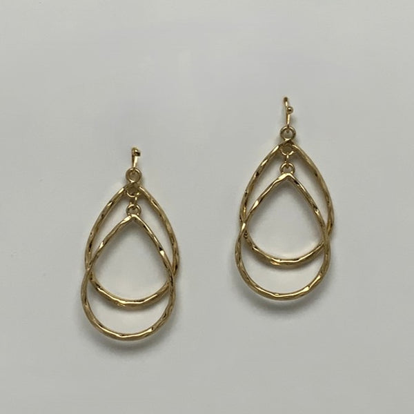 Hammered Layered Teardrop Earrings