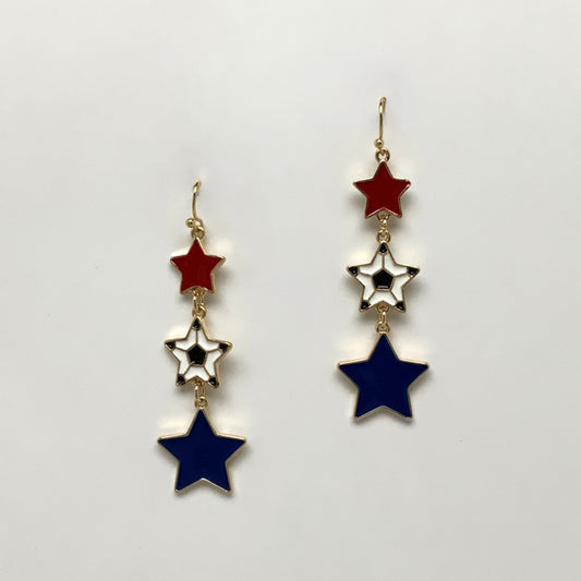 Tiered Patriotic Star Dangle Earrings