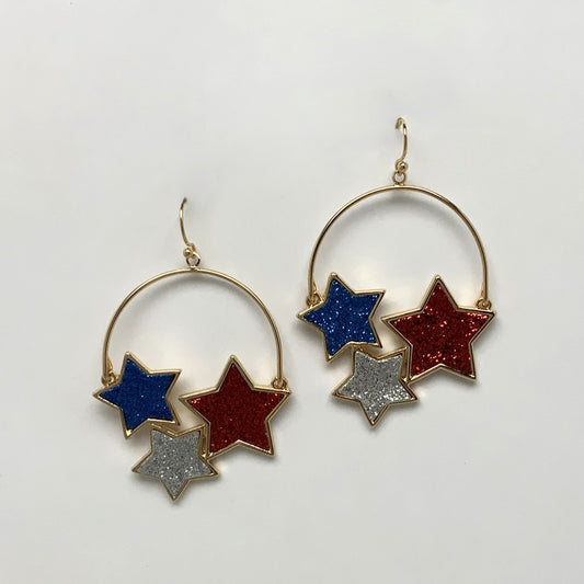 Star Hoop Patriotic Earrings
