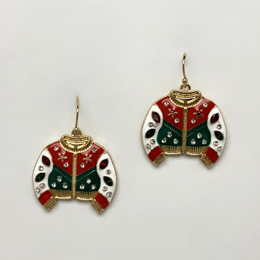 Holiday Themed Jacket Bling Drop Earrings