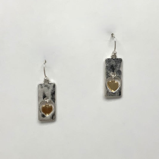 Rectangle Heart Drop Earrings