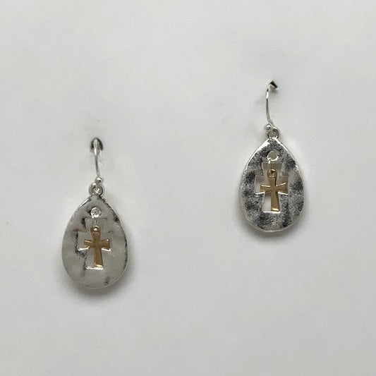 Cross Teardrop Design Earrings