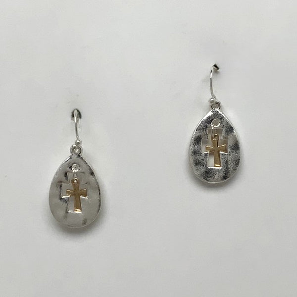 Cross Teardrop Design Earrings