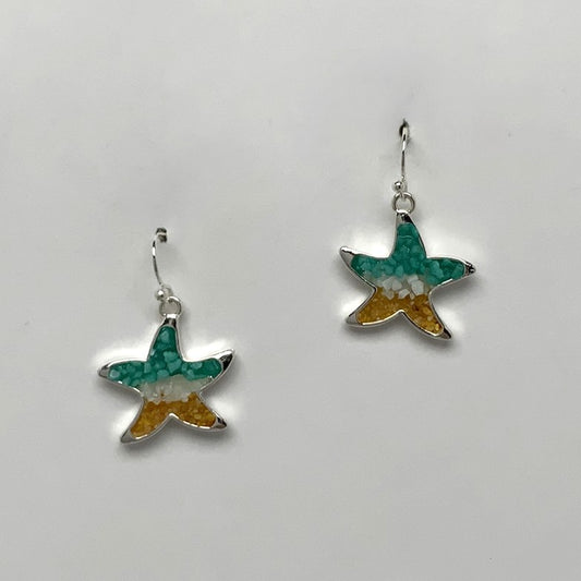 Starfish w/Decorated Stone Drop Earrings