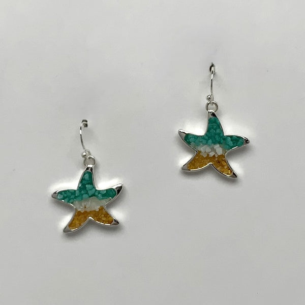 Starfish w/Decorated Stone Drop Earrings