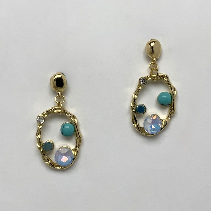 Oval w/Decorative Stones Earrings