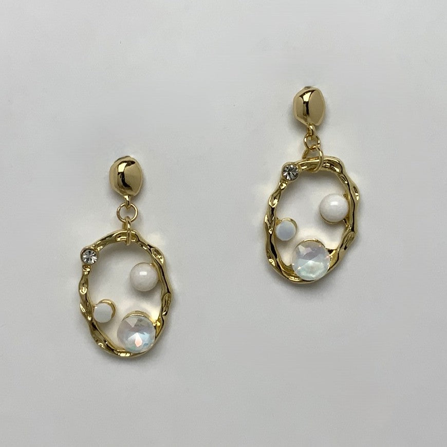 Oval w/Decorative Stones Earrings