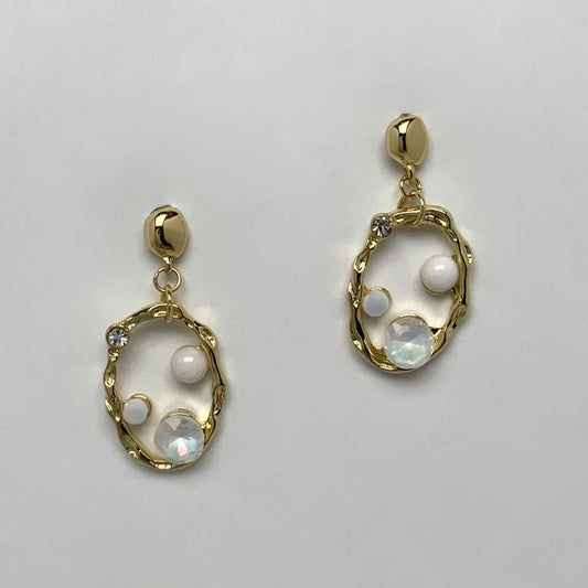 Oval w/Decorative Stones Earrings