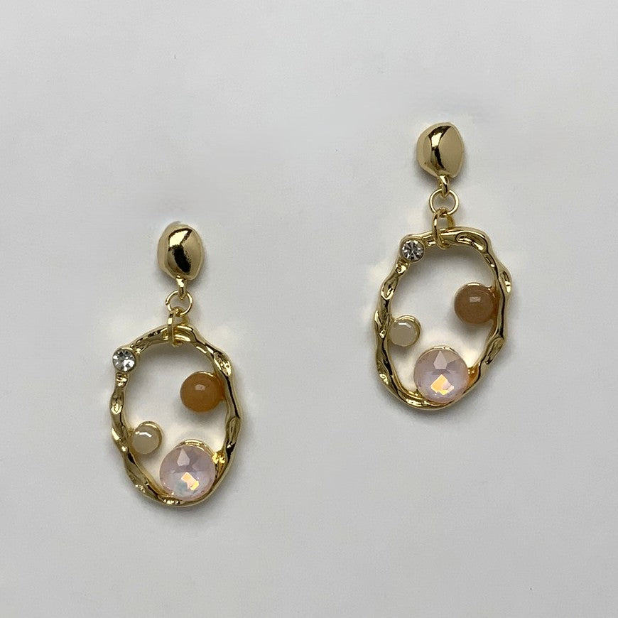 Oval w/Decorative Stones Earrings