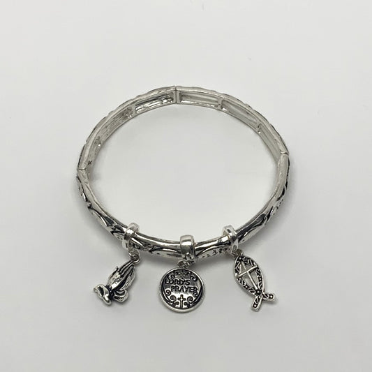 "Lord's Prayer" Praying Hands Cross Charm Bracelet