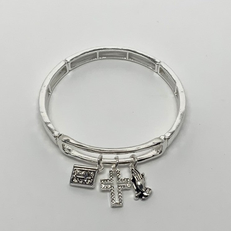 "Blessed" Praying Cross Bible Charm Bracelet