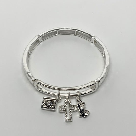 "Blessed" Praying Cross Bible Charm Bracelet