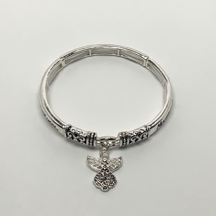 "Angel Blessing" w/Angel Pendant Stretch Bracelet