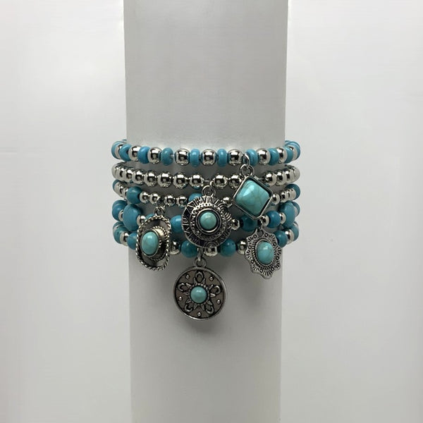 Turquoise Beaded Layered Bracelets