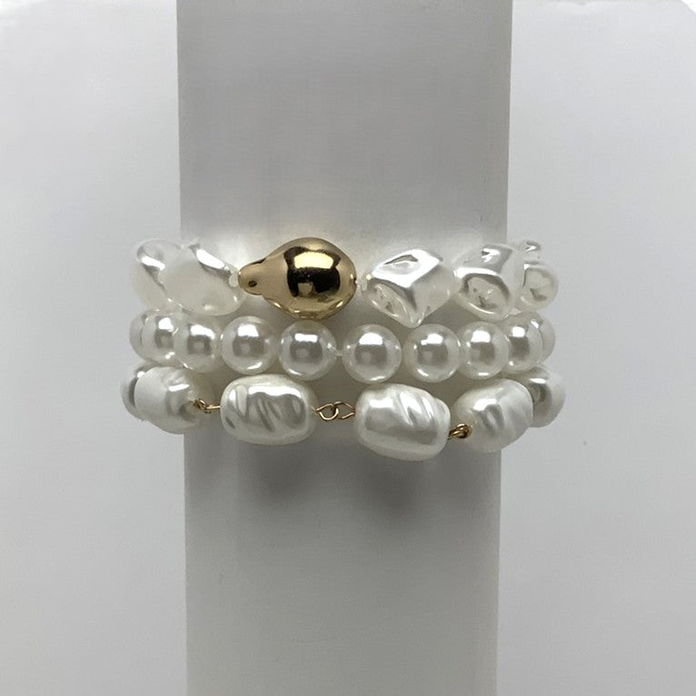 Layered Organic Pearl Bracelet