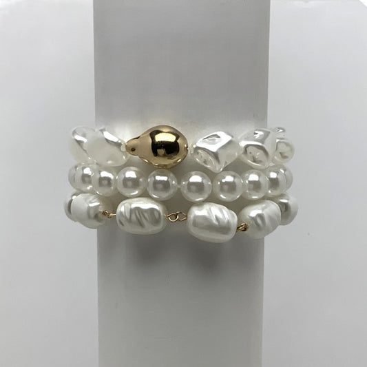 Layered Organic Pearl Bracelet