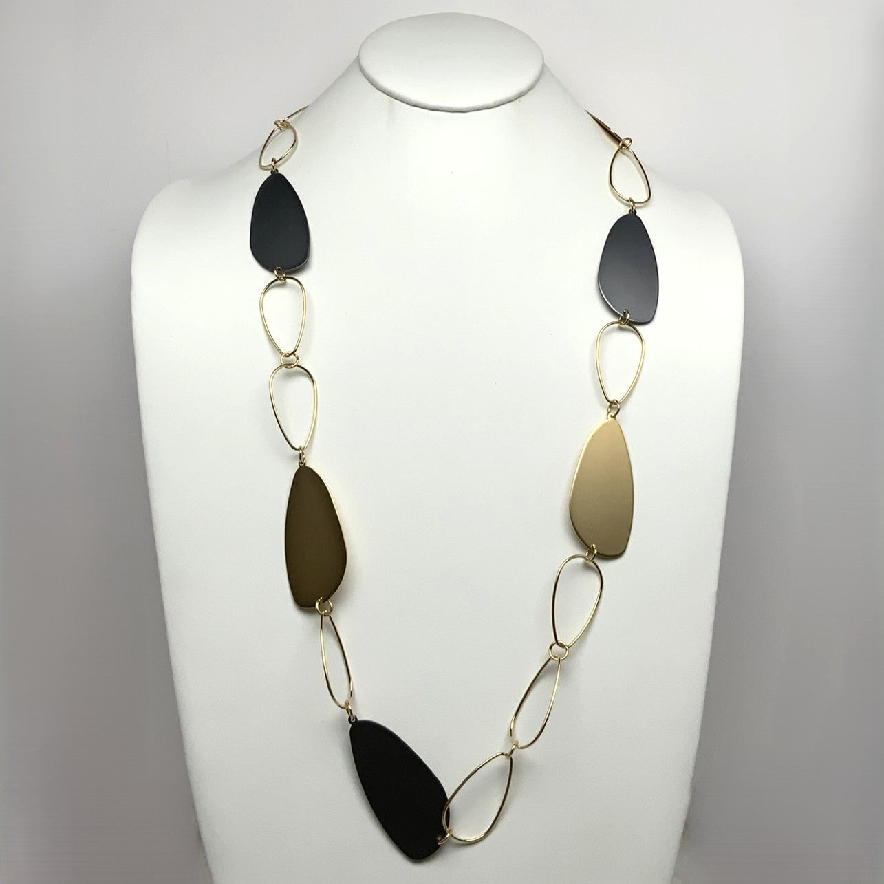 Matte Metal Shape Long Necklace