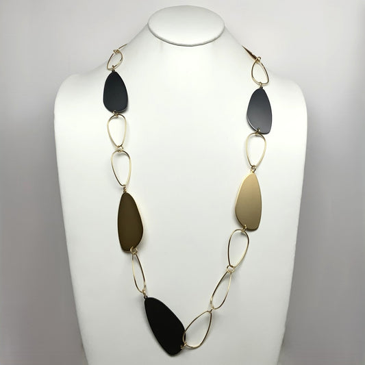 Matte Metal Shape Long Necklace