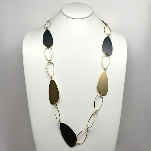 Matte Metal Shape Long Necklace