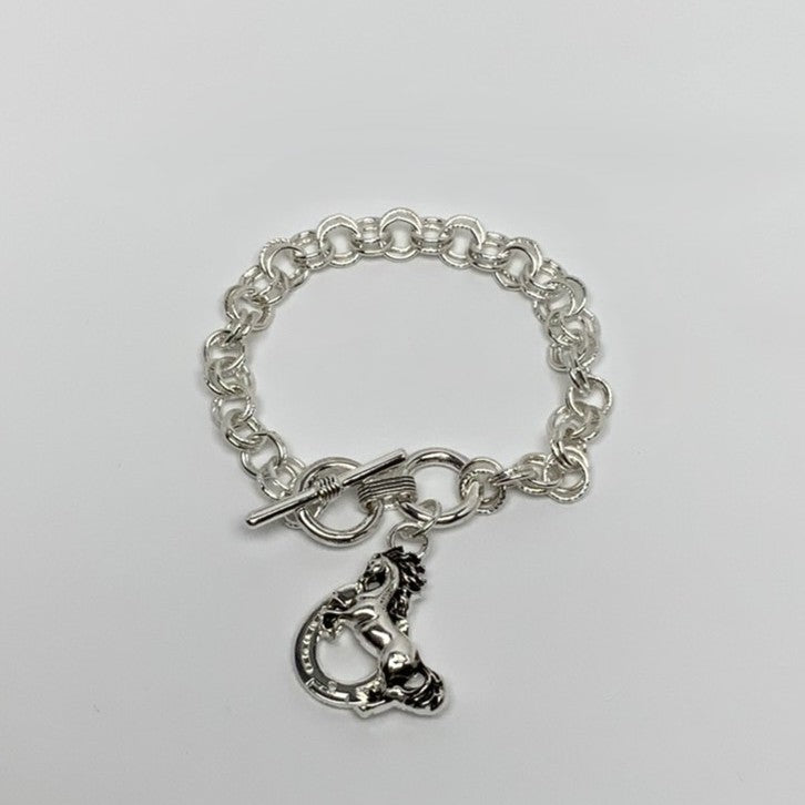 Horse Pendant Toggle Clasp Chain Bracelet