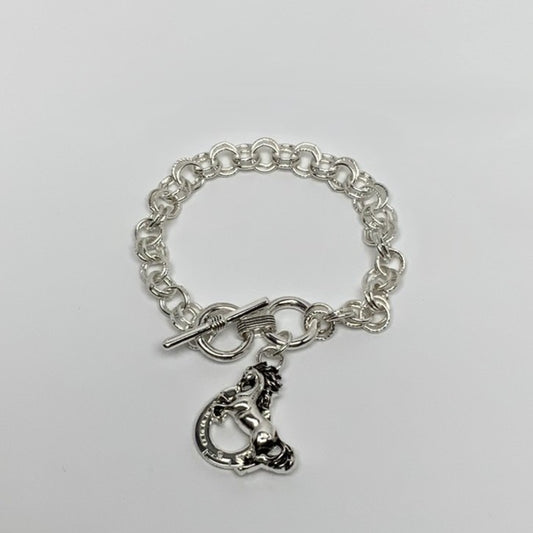 Horse Pendant Toggle Clasp Chain Bracelet