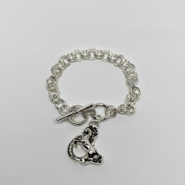 Horse Pendant Toggle Clasp Chain Bracelet