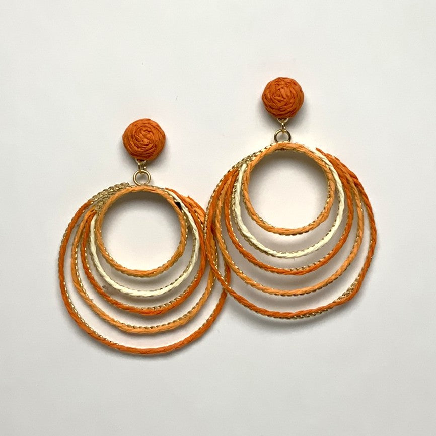 Twine Wrapped Metal Layered Earrings