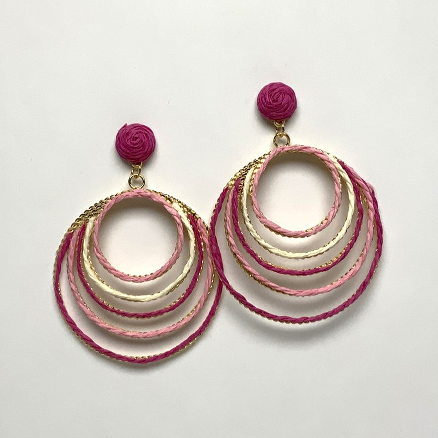 Twine Wrapped Metal Layered Earrings