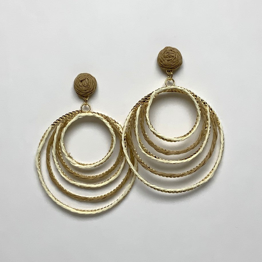 Twine Wrapped Metal Layered Earrings
