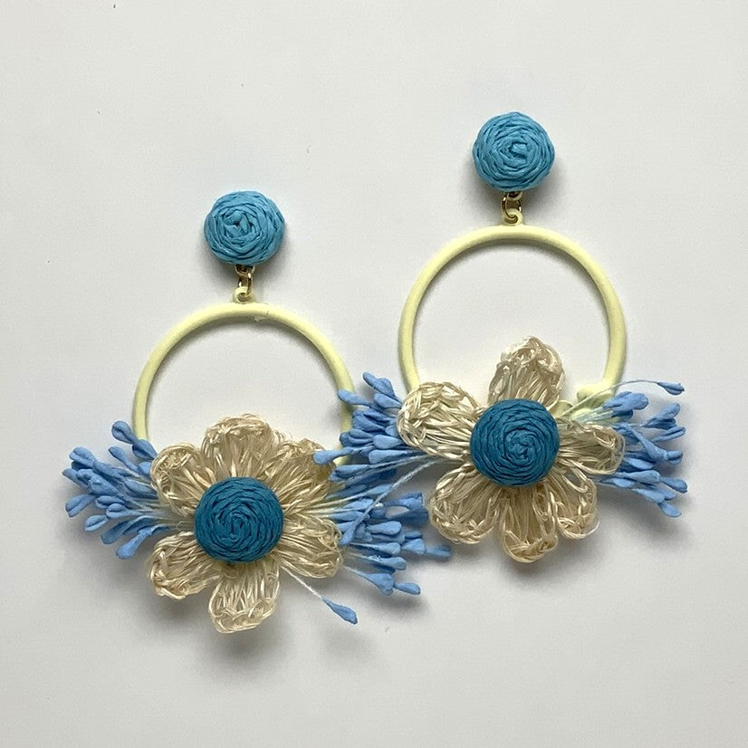 Twine Flower Circle Drop Earrings