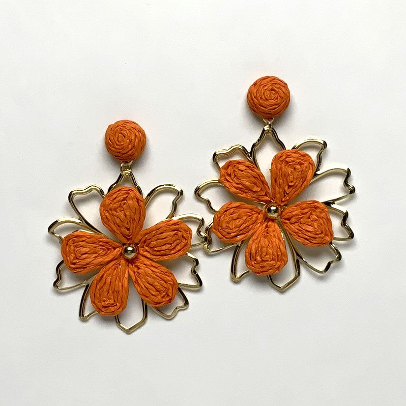 Flower Twine Metal Outline Earrings