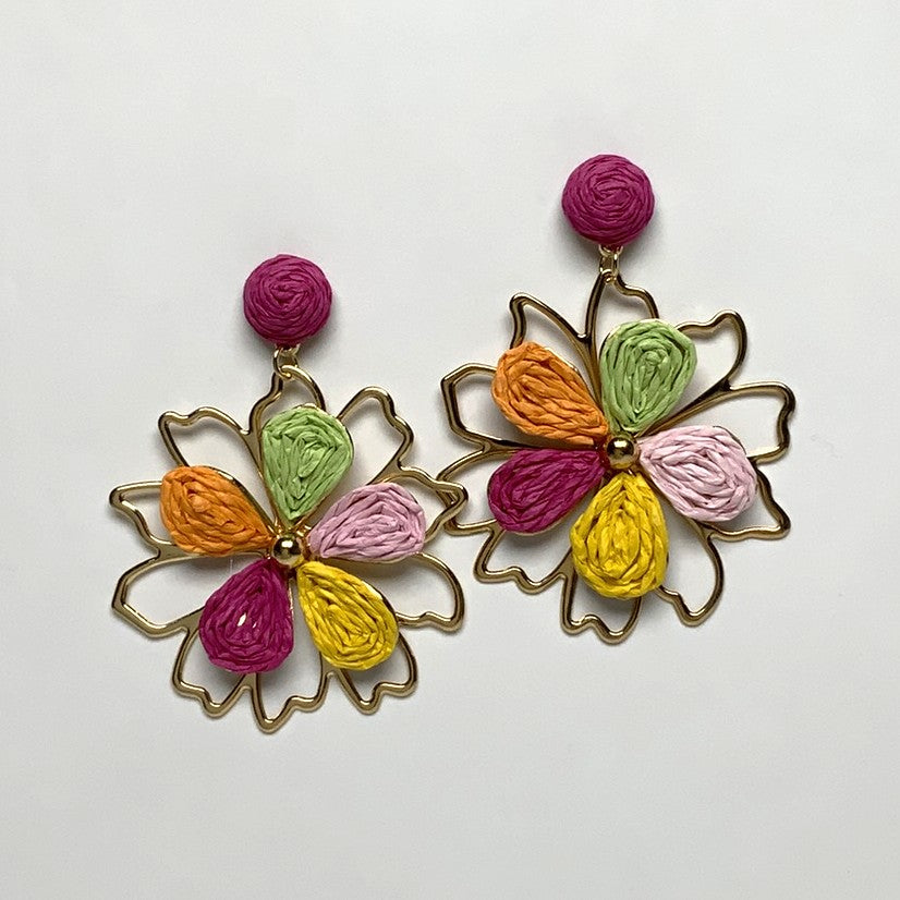 Flower Twine Metal Outline Earrings