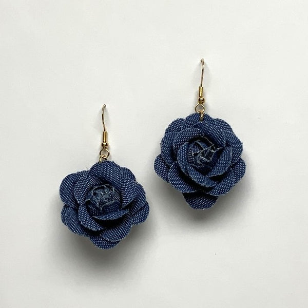 Denim Flower Earrings