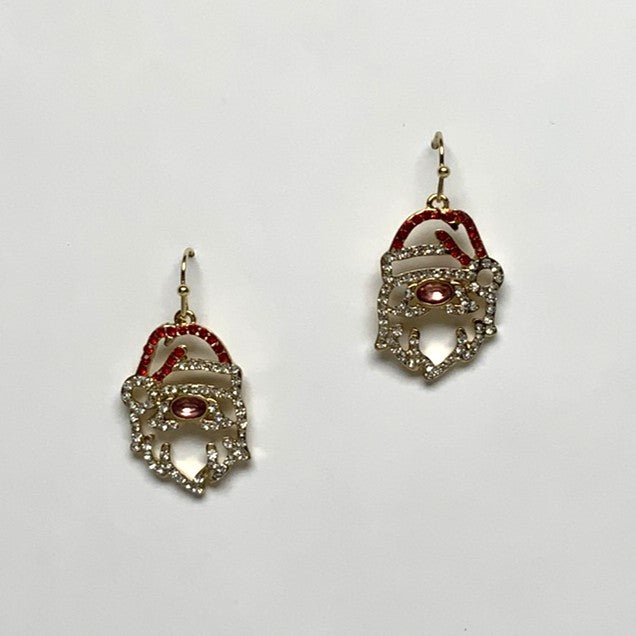 Santa Clause Crystal Outline Earrings