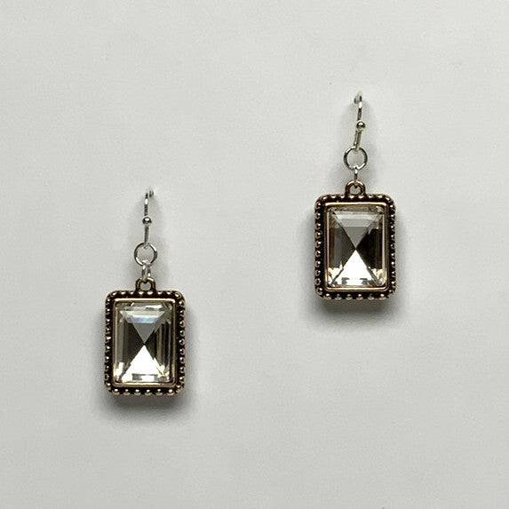 Western Emerald Cut Crystal Earrings