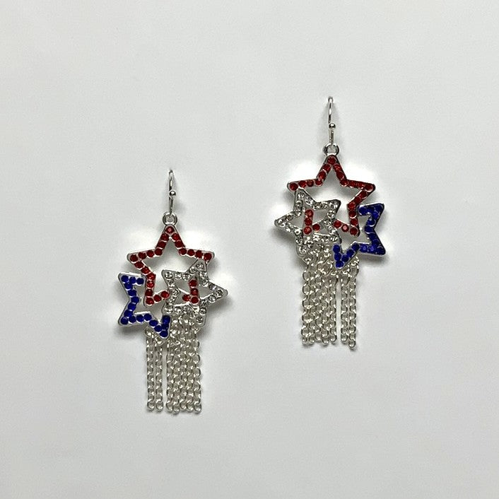 Red White Blue Star Earrings